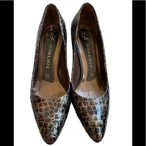 Peter Kaiser brown patent leather snakeskin print pumps size 7